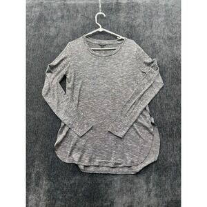 Hannah‎ Tunic Top Womens Small Heather Gray Knit Side Slit Round Hem Warm Wear